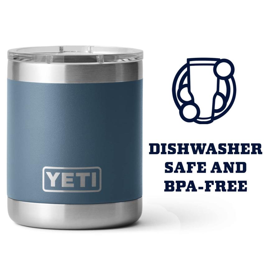 YETI Rambler 10オンス ローボール マグスライダー蓋付き 真空断熱 ステンレス製、ノルディックブルー | YETI | 03