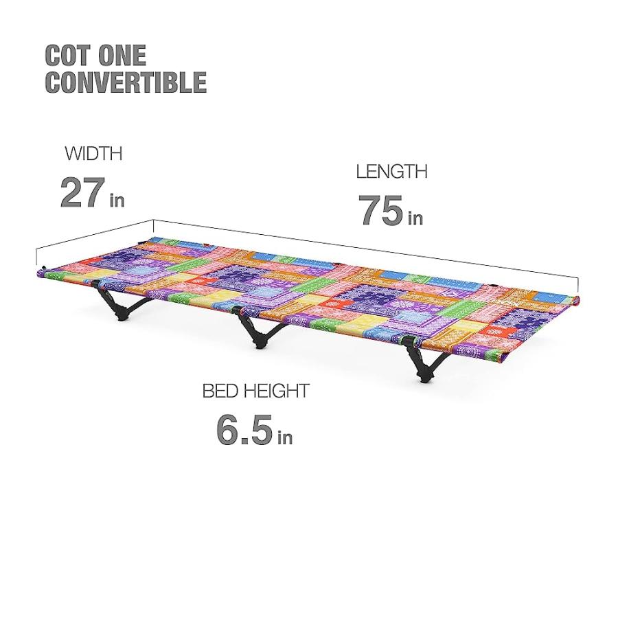 HELINOX COT ONE LIGHTWEIGHT, COMPACT, COLLAPSIBLE, PORTABLE CAMPING COT, REGULAR, RAINBOW BANDANA | Helinox | 03