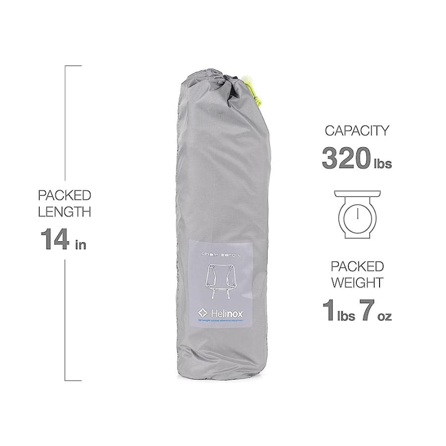 HELINOX CHAIR ZERO LARGE ULTRALIGHT COMPACT BACKPACKING CHAIR, GREY | Helinox | 01