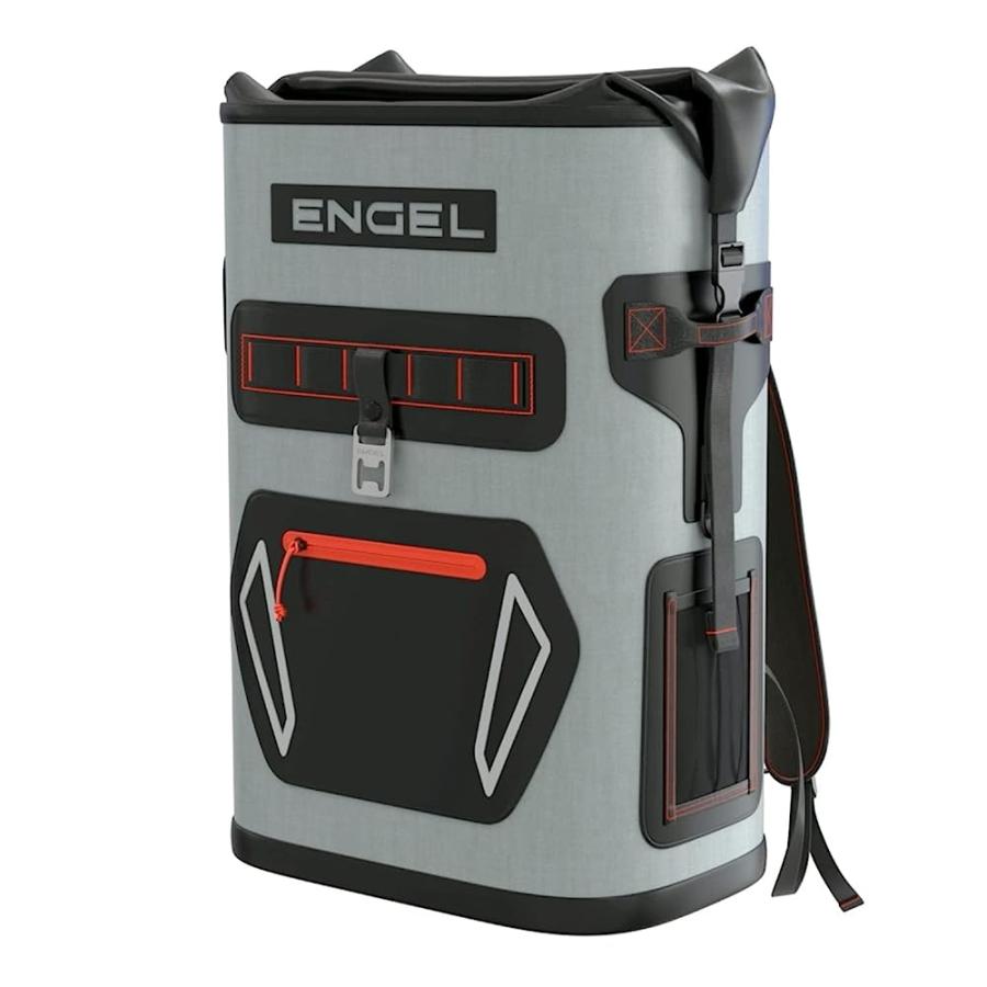 ENGEL BP25-LG RED 25 QUART ROLL-TOP HIGH PERFORMANCE BACKPACK COOLER LIGHT GRAY/RED | 