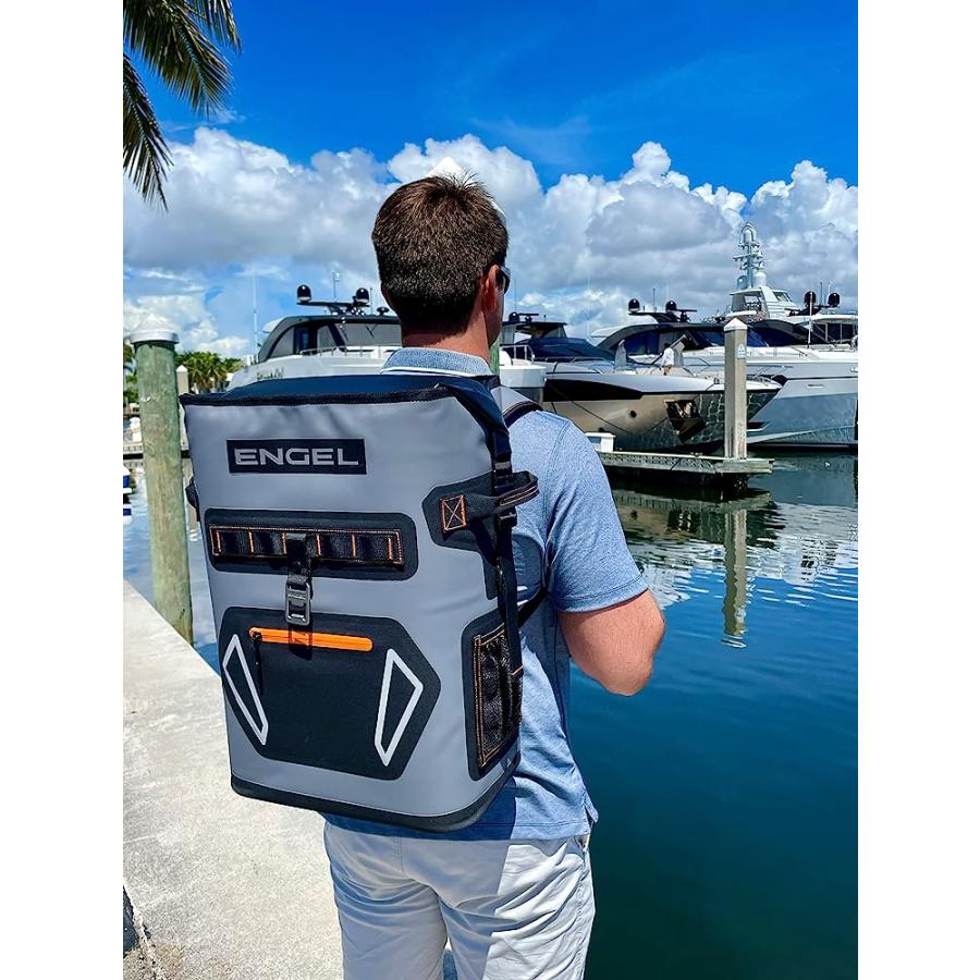 ENGEL BP25-LG RED 25 QUART ROLL-TOP HIGH PERFORMANCE BACKPACK COOLER LIGHT GRAY/RED |  | 01