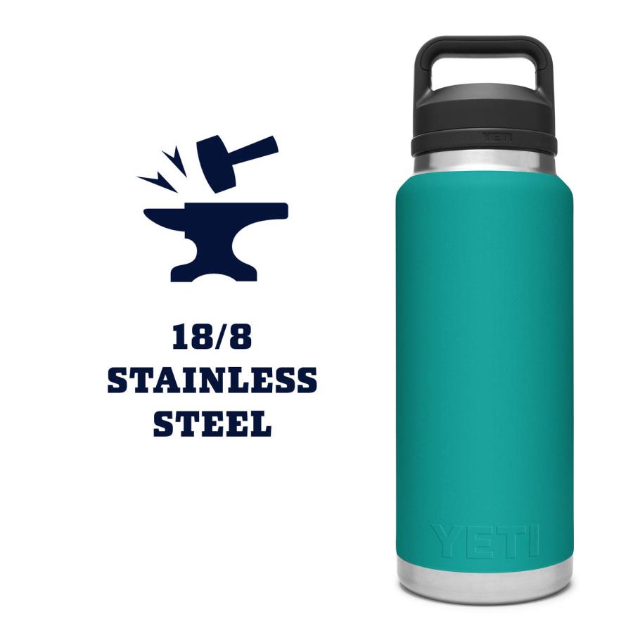 YETI Rambler 36オンス ボトル キャップ付き 真空断熱 ステンレス製、アクアファーブルー | YETI | 05