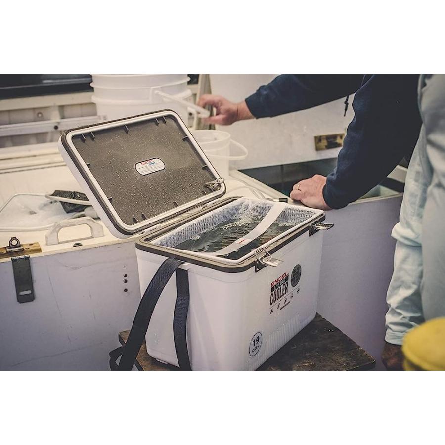 ENGEL 19QT LIVE BAIT COOLER BOX WITH 2ND GEN 2-SPEED PORTABLE AERATOR PUMP. FISHING BAIT STATION AND MINNOW BUCKET FOR SHRIMP, MINNOWS, AND OTHER |  | 08