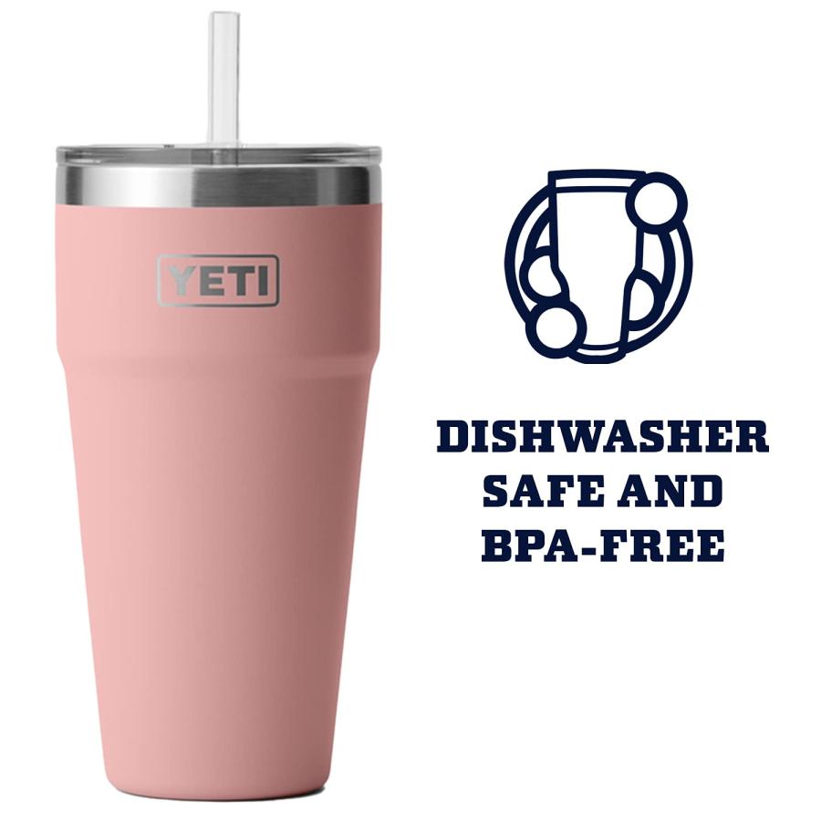 YETI Rambler 26オンス ストローカップ ストロー蓋付き 真空断熱 ステンレス製、サンドストーンピンク | YETI | 02