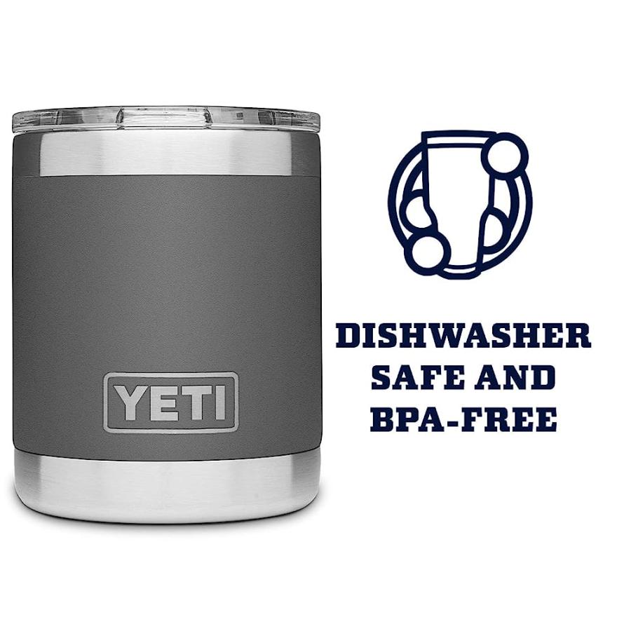 YETI RAMBLER 10 OZ LOWBALL, VACUUM INSULATED, STAINLESS STEEL WITH STANDARD LID, CHARCOAL | YETI | 04