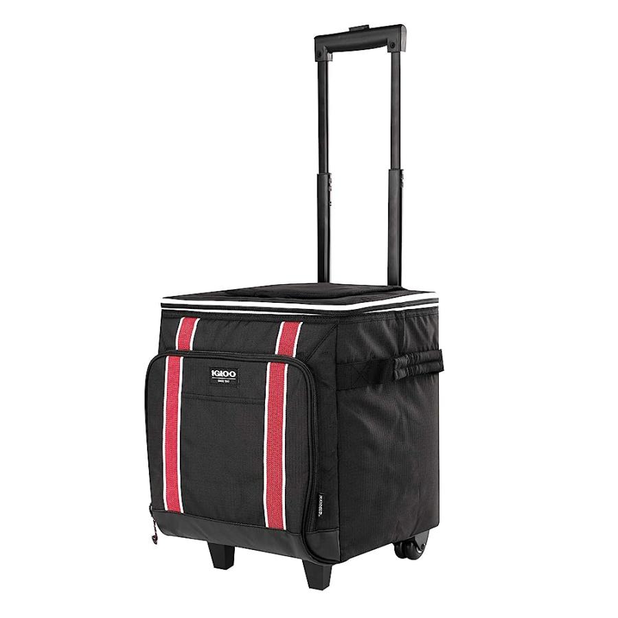 IGLOO 40 CAN LARGE PORTABLE INSULATED SOFT COOLER WITH ROLLING WHEELS, BLACK/RED | igloo | 03