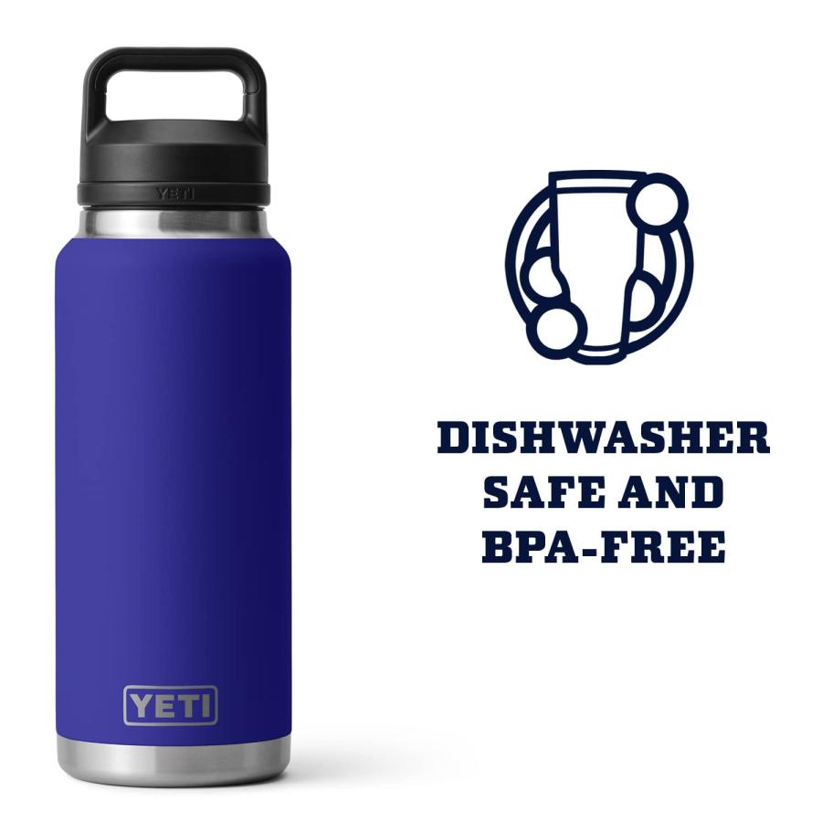 YETI Rambler 36オンス ボトル キャップ付き 真空断熱 ステンレス製、オフショアブルー | YETI | 04