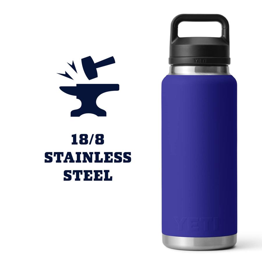 YETI Rambler 36オンス ボトル キャップ付き 真空断熱 ステンレス製、オフショアブルー | YETI | 05