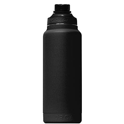 ORCA HYDRA 34 OZ. 18/8 STAINLESS STEEL INSULATED WATER BOTTLE, SCREW TOP SPORTS BOTTLE, POWDER COATED, WITH SILICONE GRIP WHALE TALE HANDLE, TOP | LES CREATIONS | 01