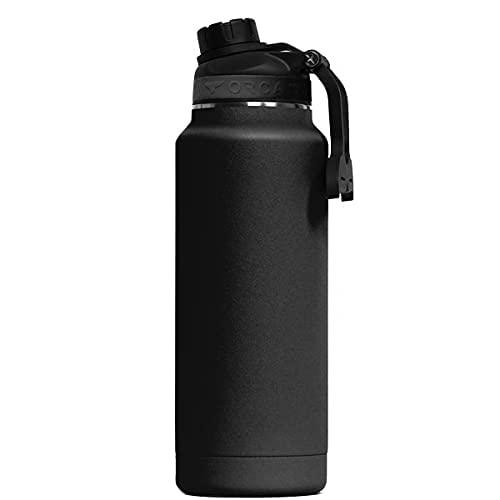 ORCA HYDRA 34 OZ. 18/8 STAINLESS STEEL INSULATED WATER BOTTLE, SCREW TOP SPORTS BOTTLE, POWDER COATED, WITH SILICONE GRIP WHALE TALE HANDLE, TOP | LES CREATIONS | 02