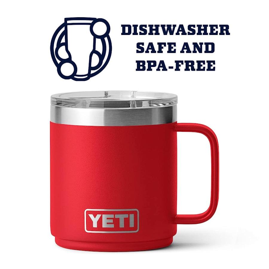 YETI RAMBLER 10 OZ STACKABLE MUG, VACUUM INSULATED, STAINLESS STEEL WITH MAGSLIDER LID, RESCUE RED | YETI | 03