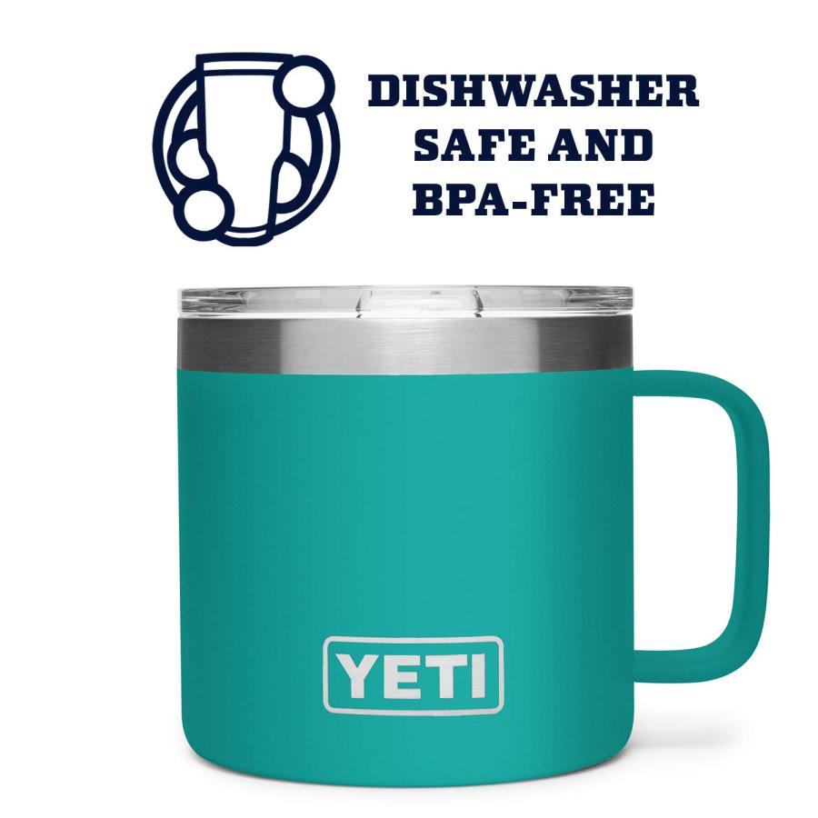 YETI Rambler 14オンス マグカップ マグスライダー蓋付き 真空断熱 ステンレス製、アクアファーブルー | YETI | 02