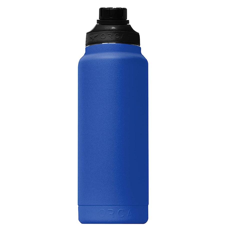 ORCA HYDRA 34 OZ. 18/8 STAINLESS STEEL INSULATED WATER BOTTLE, SCREW TOP SPORTS BOTTLE, POWDER COATED, WITH SILICONE GRIP WHALE TALE HANDLE, TOP | LES CREATIONS | 02