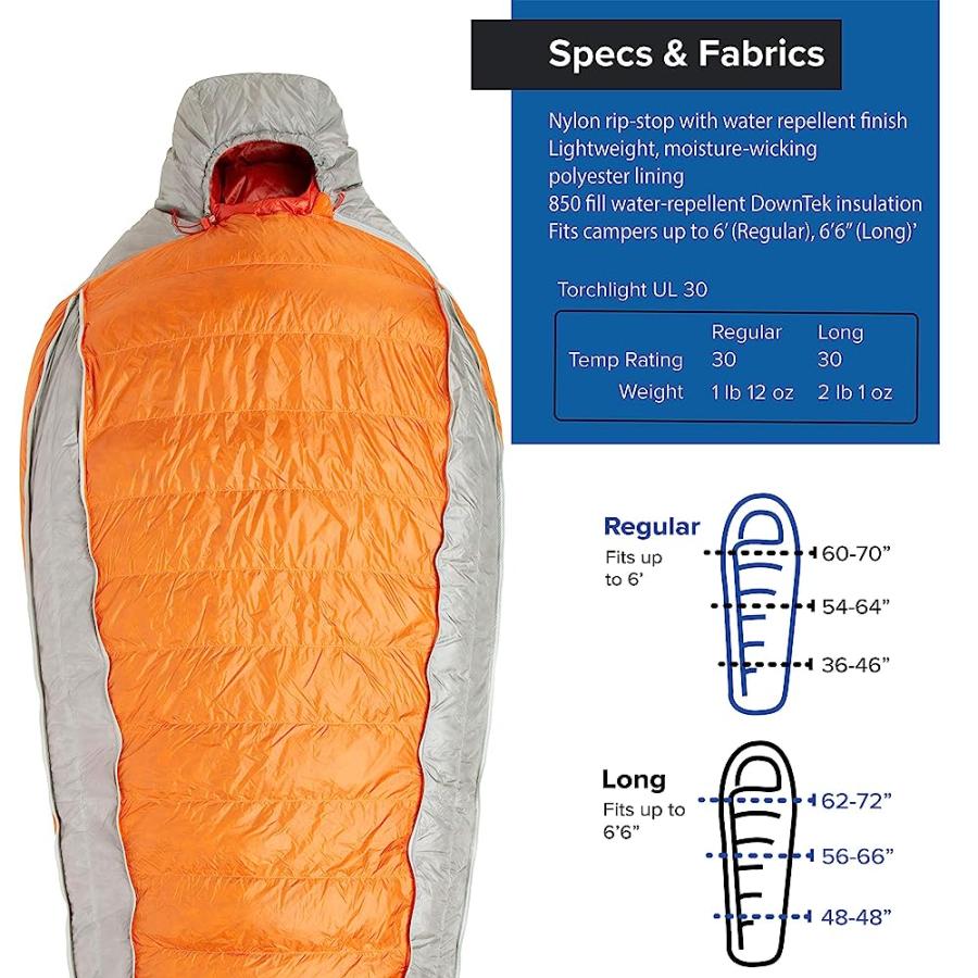 BIG AGNES TORCHLIGHT UL (850 DOWNTEK) SLEEPING BAG, 30 DEGREE, REGULAR | BIG AGNES | 03