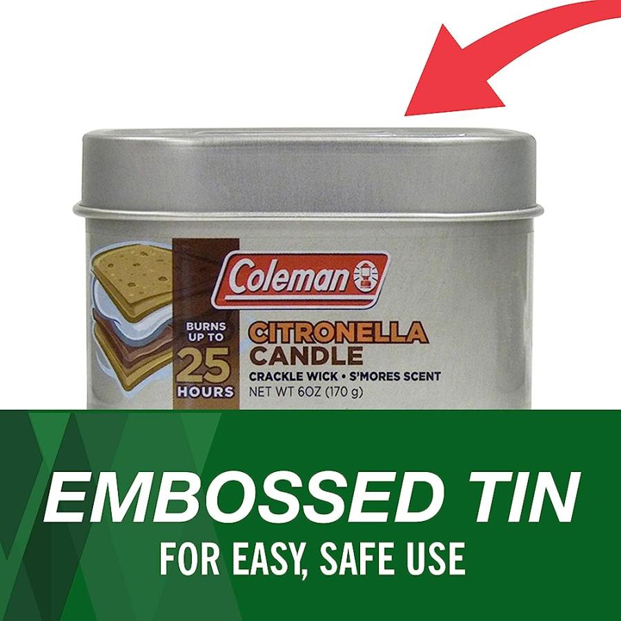 COLEMAN SCENTED TIN CITRONELLA CANDLE - 3 PACK, S'MORES, PINE AND CAMPFIRE | Coleman | 05