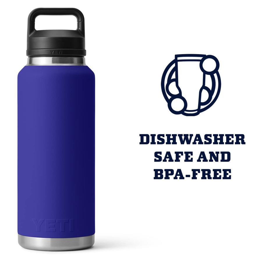 YETI Rambler 46オンス ボトル キャップ付き 真空断熱 ステンレス製、オフショアブルー | YETI | 05
