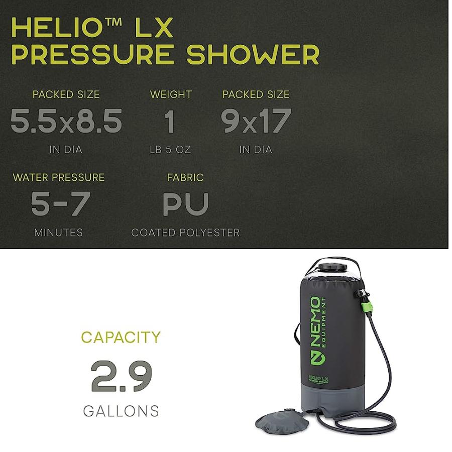 NEMO HELIO LX PRESSURE SHOWER (BLACK/APPLE GREEN) 2020 | NEMO | 04