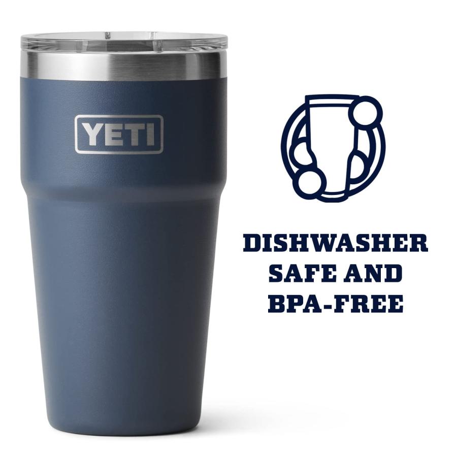 YETI Rambler 16オンス スタッカブルパイント マグスライダー蓋付き 真空断熱 ステンレス製、ネイビー | YETI | 02