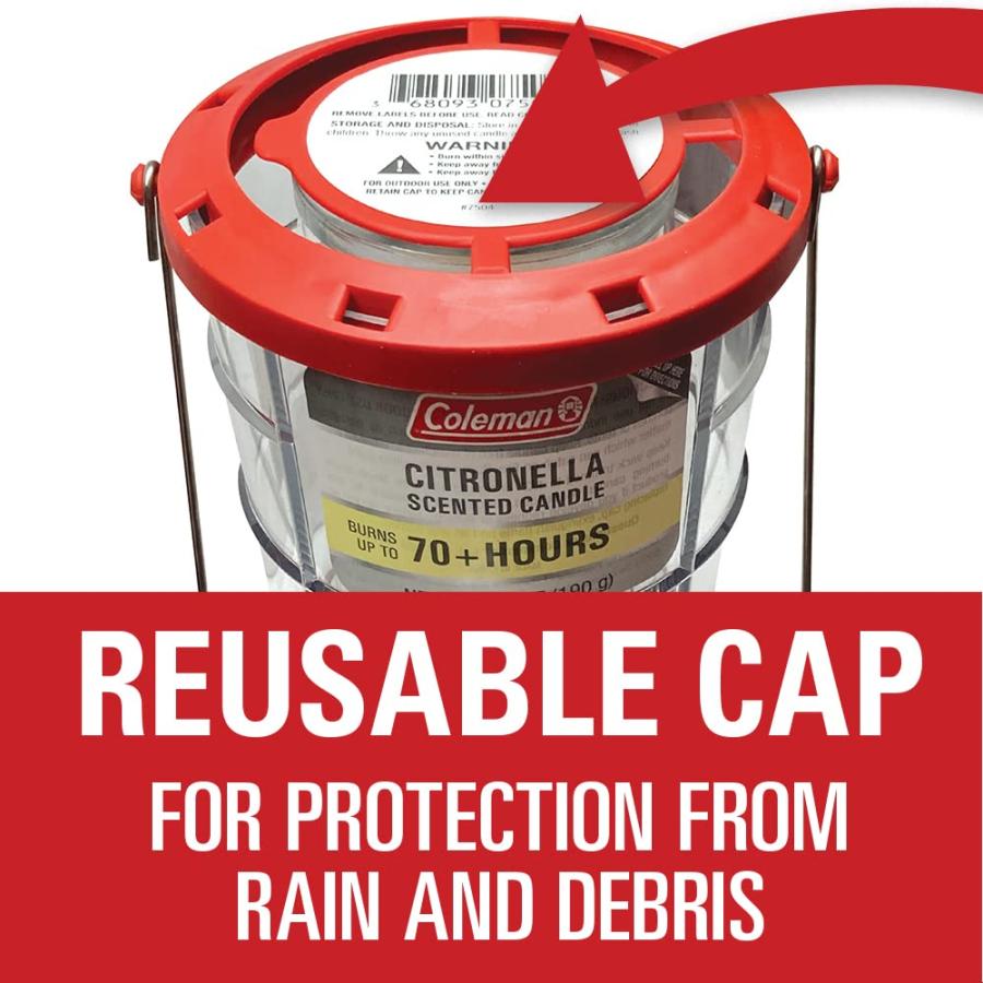 COLEMAN 70+ HOUR CITRONELLA CANDLE OUTDOOR LANTERN - 6.7 OZ, RED | Coleman | 01