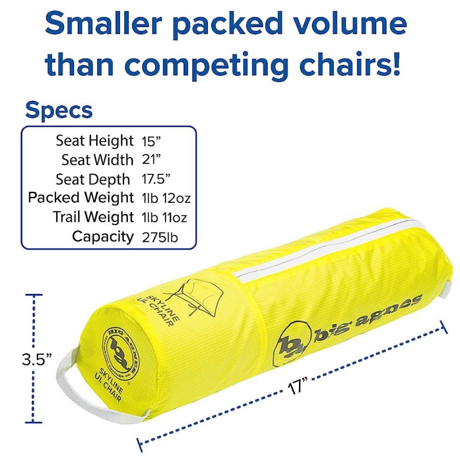 BIG AGNES SKYLINE UL ULTRALIGHT BACKPACKING CHAIR, YELLOW | BIG AGNES | 04