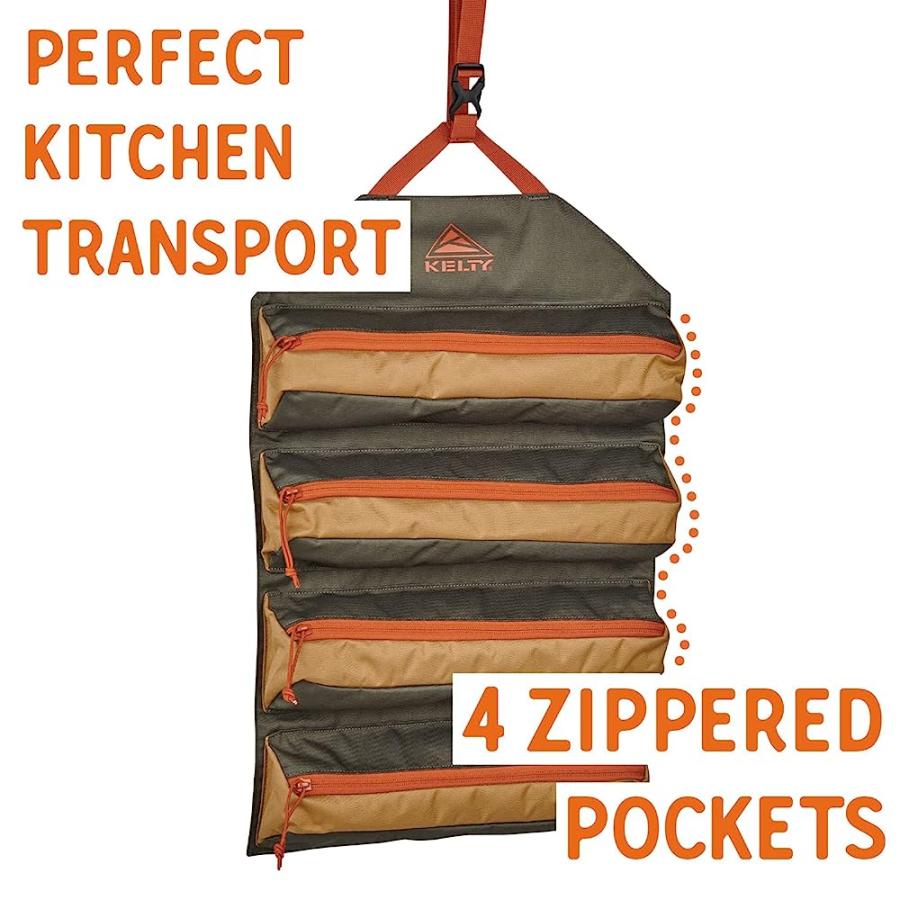 KELTY CHEF ROLL KITCHEN BASICS ORGANIZATION KIT FOR COOKING TOOLS, KNIVES, DEEP ZIPPERED POCKETS, ROLLUP STORAGE | KELTY | 01