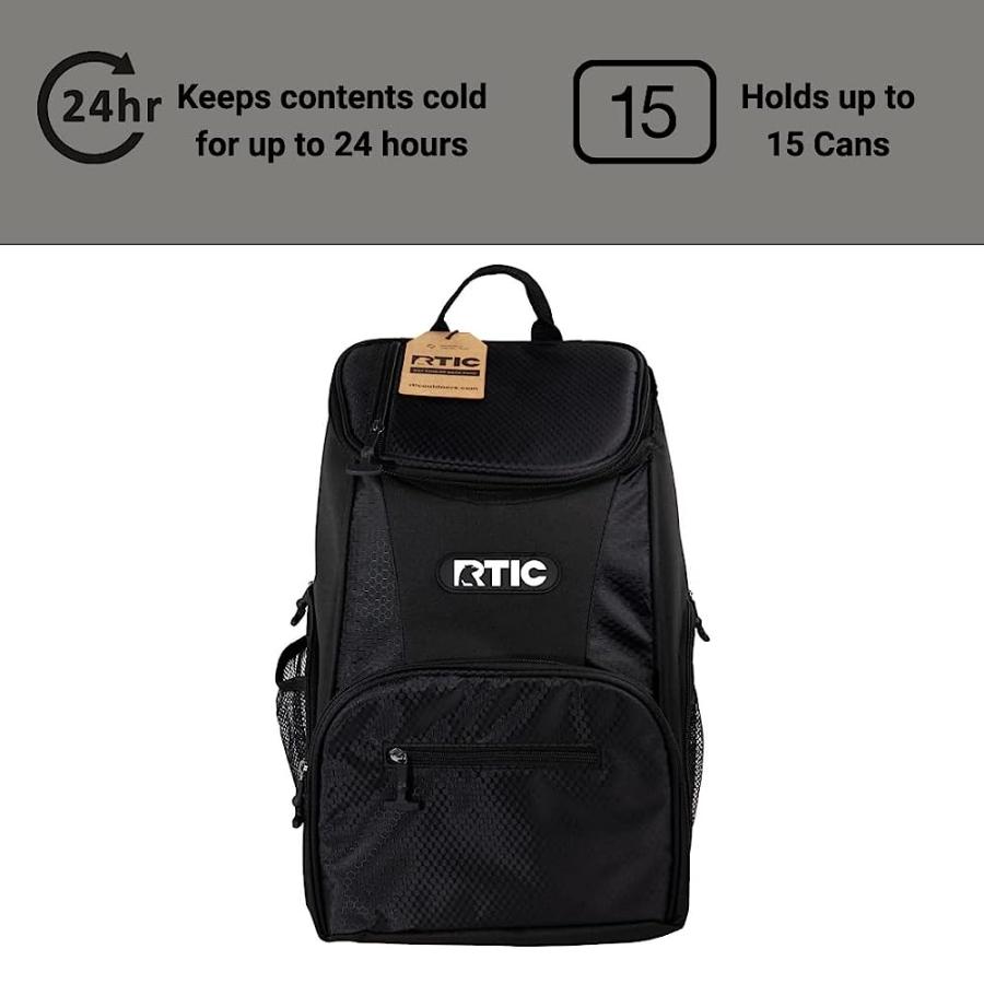RTIC LIGHTWEIGHT BACKPACK COOLER, BLACK, 15 CAN, PORTABLE INSULATED BAG, FOR MEN & WOMEN, GREAT FOR DAY TRIPS, PICNICS, CAMPING, HIKING, BEACH, O |  | 02