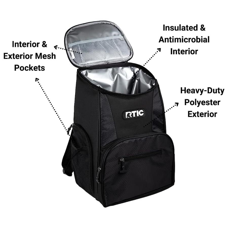 RTIC LIGHTWEIGHT BACKPACK COOLER, BLACK, 15 CAN, PORTABLE INSULATED BAG, FOR MEN & WOMEN, GREAT FOR DAY TRIPS, PICNICS, CAMPING, HIKING, BEACH, O |  | 03