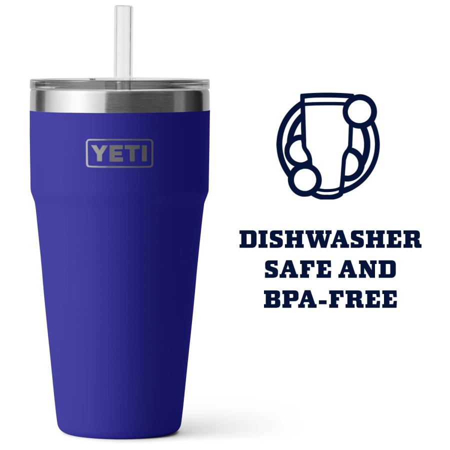 YETI Rambler 26オンス ストローカップ ストロー蓋付き 真空断熱 ステンレス製、オフショアブルー | YETI | 02