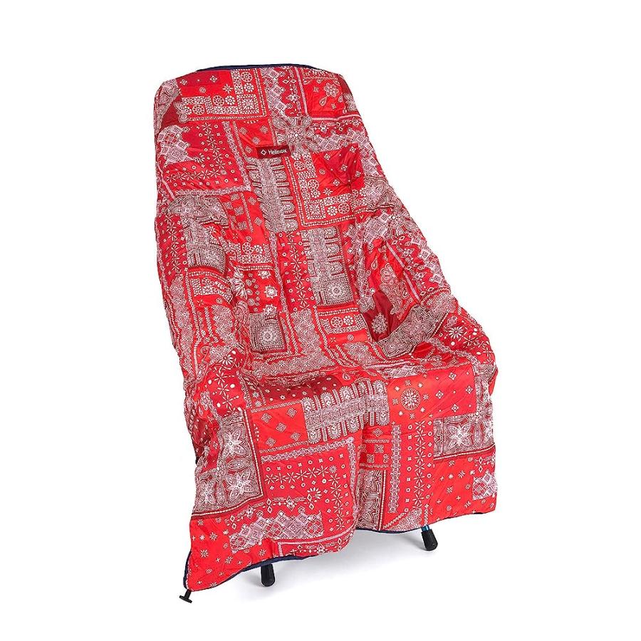 HELINOX BLONCHO WEARABLE INSULATED PONCHO BLANKET WITH ADJUSTABLE HEM, BLUE & RED BANDANA | Helinox | 01