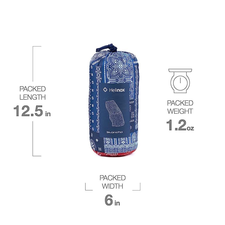 HELINOX BLONCHO WEARABLE INSULATED PONCHO BLANKET WITH ADJUSTABLE HEM, BLUE & RED BANDANA | Helinox | 04