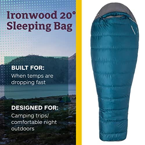 MARMOT IRONWOOD MUMMY SLEEPING BAG | DOWN-FILLED, LIGHTWEIGHT, 20-DEGREE RATING, DENIM/STEEL ONYX, REGULAR | Marmot | 01