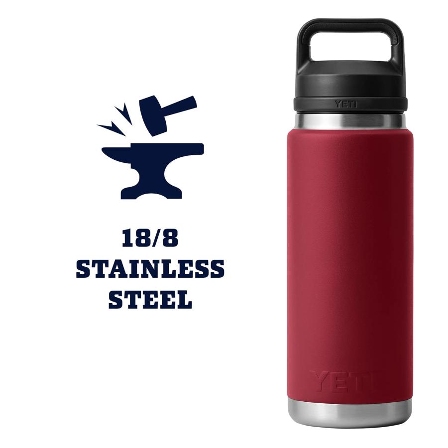 YETI Rambler 26オンス ボトル キャップ付き 真空断熱 ステンレス製、ハーベストレッド | YETI | 05