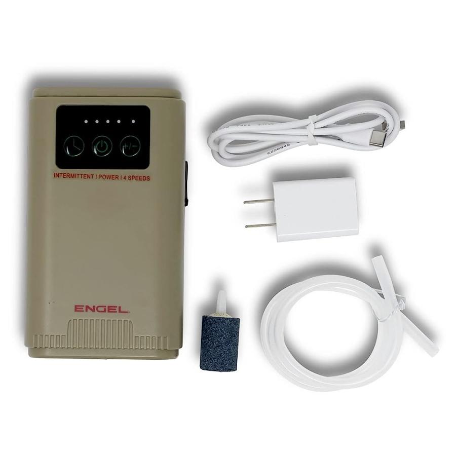 ENGEL ULTRA QUIET LITHIUM-ION USB RECHARGEABLE LIVE BAIT AERATOR PUMP & BUBBLER WITH UNIVERSAL CLIP FITS MOST BAIT BUCKETS (TAN) | 