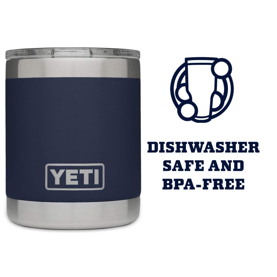 YETI Rambler 10オンス ローボール マグスライダー蓋付き 真空断熱 ステンレス製、ネイビー | YETI | 02