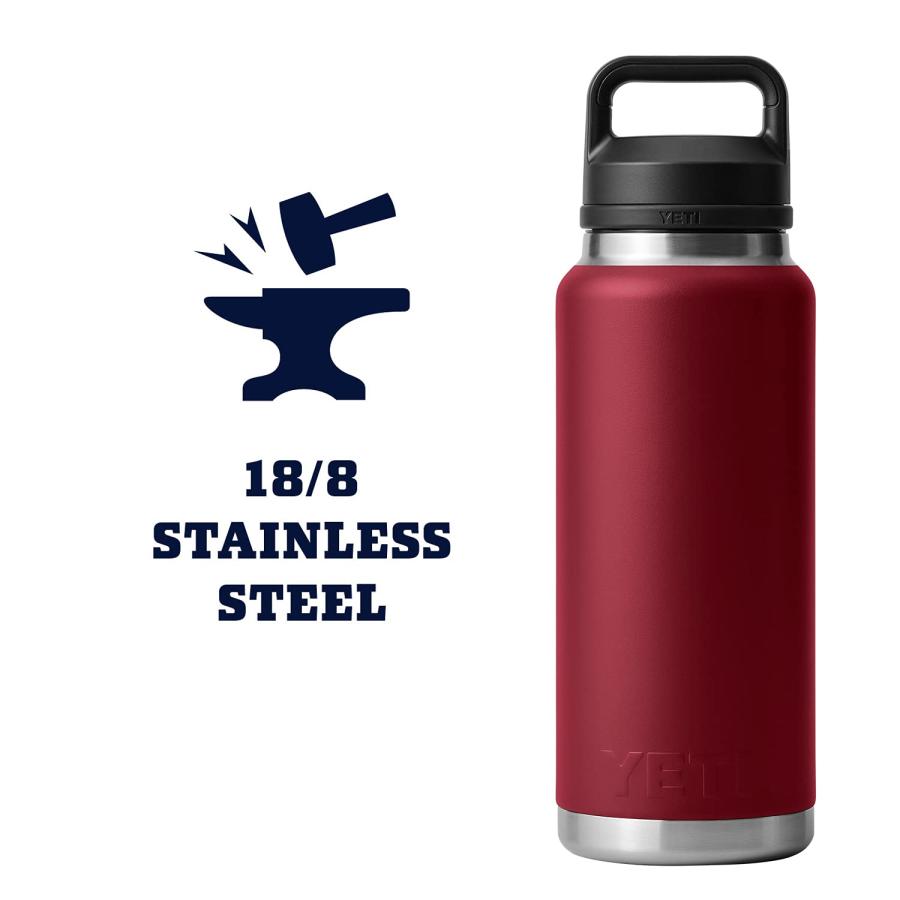 YETI Rambler 36オンス ボトル キャップ付き 真空断熱 ステンレス製、ハーベストレッド | YETI | 05