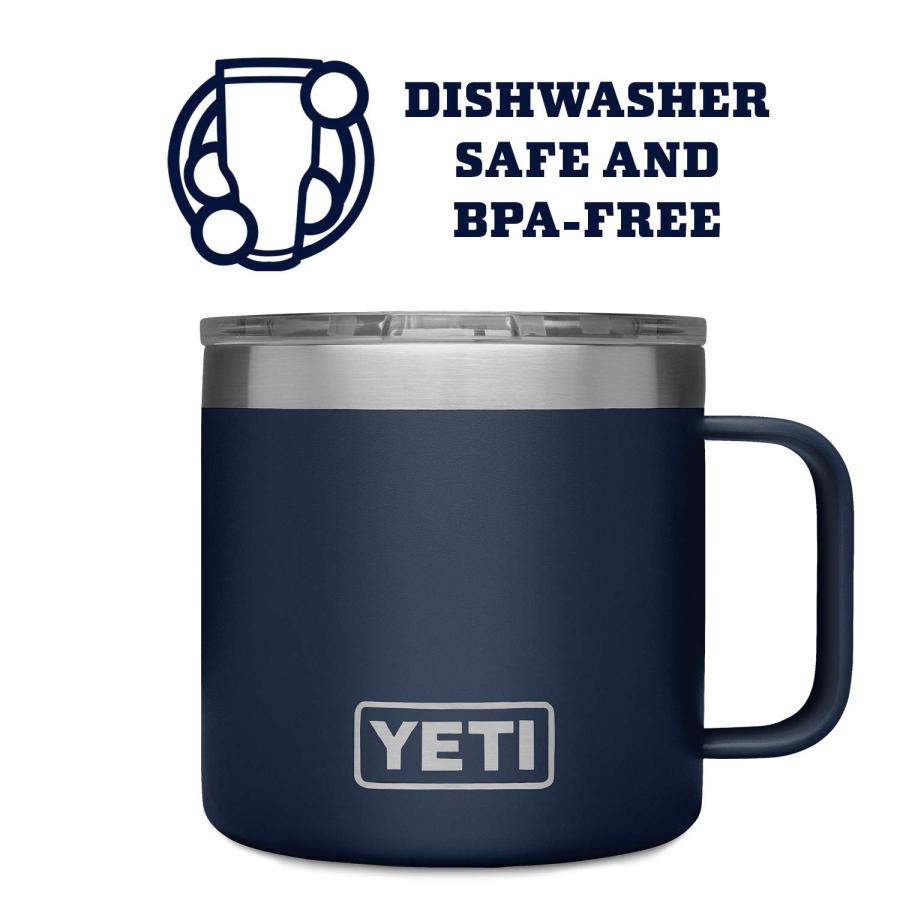 YETI Rambler 14オンス マグカップ 蓋付き 真空断熱 ステンレス製、ネイビー | YETI | 03