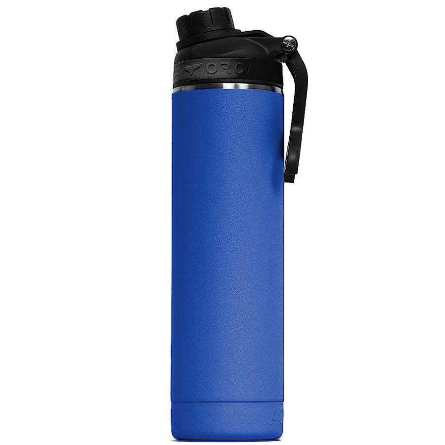 ORCA HYDRA 22 OZ. 18/8 STAINLESS STEEL INSULATED WATER BOTTLE, SCREW TOP SPORTS BOTTLE, POWDER COATED, WITH SILICONE GRIP WHALE TALE HANDLE, TOP | LES CREATIONS