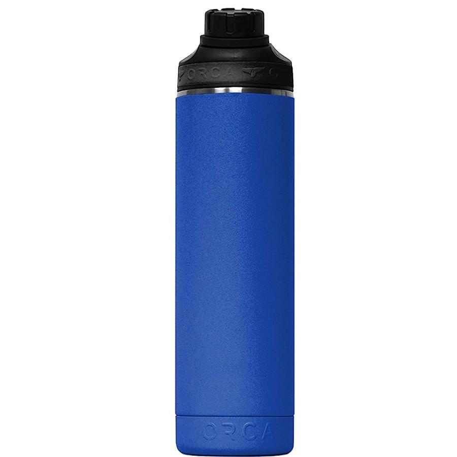 ORCA HYDRA 22 OZ. 18/8 STAINLESS STEEL INSULATED WATER BOTTLE, SCREW TOP SPORTS BOTTLE, POWDER COATED, WITH SILICONE GRIP WHALE TALE HANDLE, TOP | LES CREATIONS | 02
