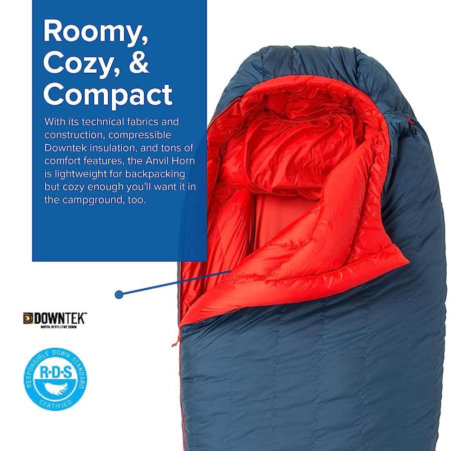 BIG AGNES ANVIL HORN (650 DOWNTEK) SLEEPING BAG, 0 DEGREE, LONG, LEFT ZIP | BIG AGNES | 01