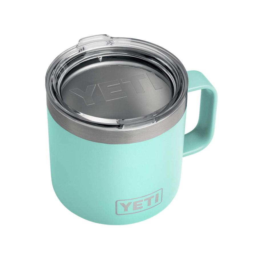 YETI Rambler 14オンス マグカップ 蓋付き 真空断熱 ステンレス製、シーフォーム | YETI