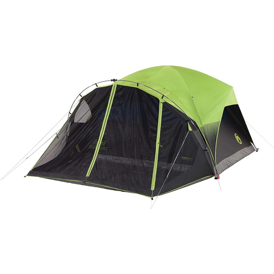 Coleman Camping Tent with Screen Room 4 Person Carlsbad Dark Room Dome Tent with Screened Porch , Green/Black/Teal | Coleman