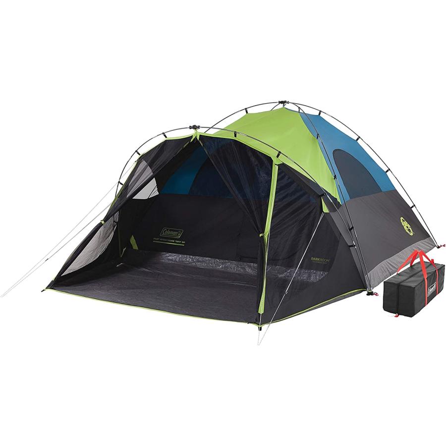 Coleman Camping Tent with Screen Room 4 Person Carlsbad Dark Room Dome Tent with Screened Porch , Green/Black/Teal | Coleman | 01