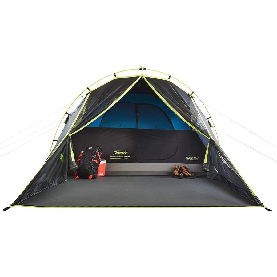 Coleman Camping Tent with Screen Room 4 Person Carlsbad Dark Room Dome Tent with Screened Porch , Green/Black/Teal | Coleman | 03