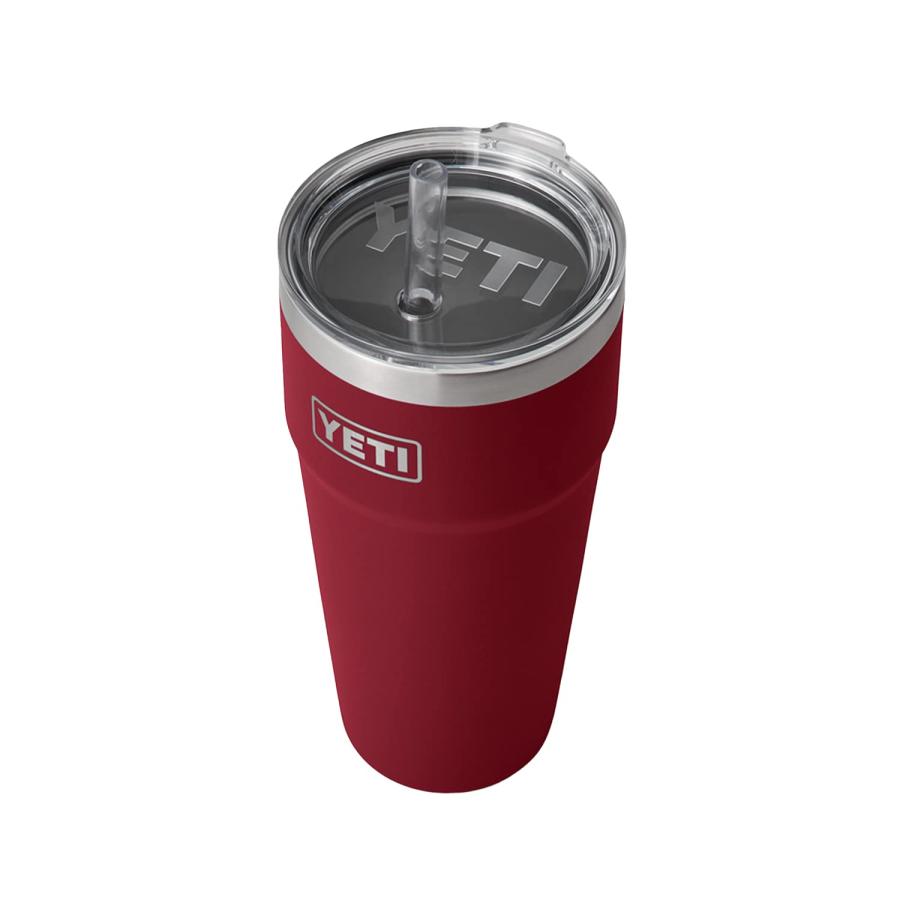 YETI Rambler 26オンス ストローカップ ストロー蓋付き 真空断熱 ステンレス製、ハーベストレッド | YETI