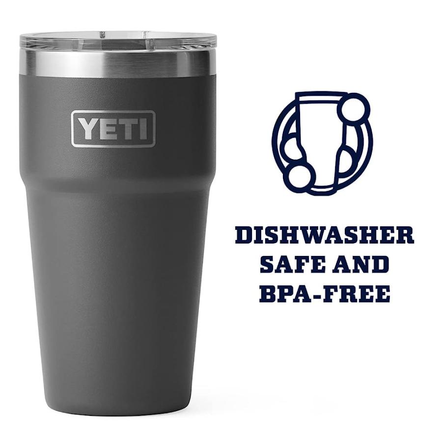YETI RAMBLER 16 OZ STACKABLE PINT, VACUUM INSULATED, STAINLESS STEEL WITH MAGSLIDER LID, CHARCOAL | YETI | 02