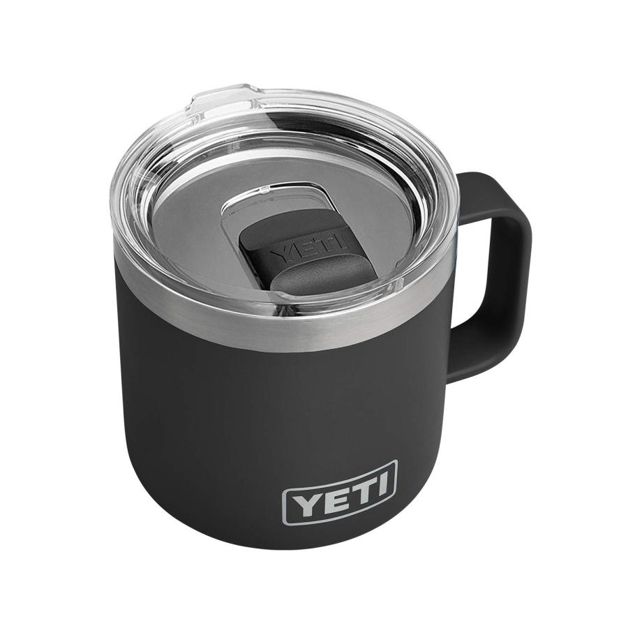 YETI Rambler 14オンス マグカップ マグスライダー蓋付き 真空断熱 ステンレス製、ブラック | YETI