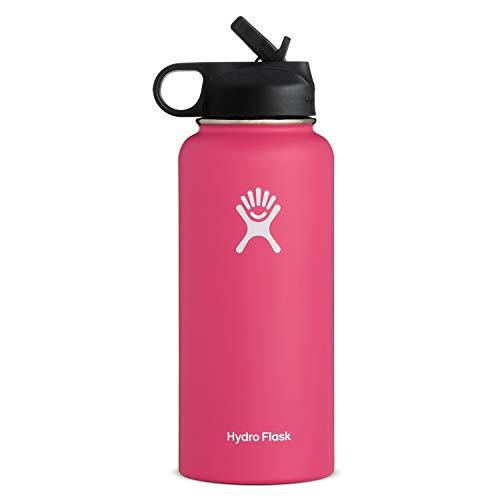 HYDRO FLASK WIDE MOUTH WATER BOTTLE, STRAW LID, OLD STYLE DESIGN - 32 OZ, WATERMELON | HYDRO FLASK