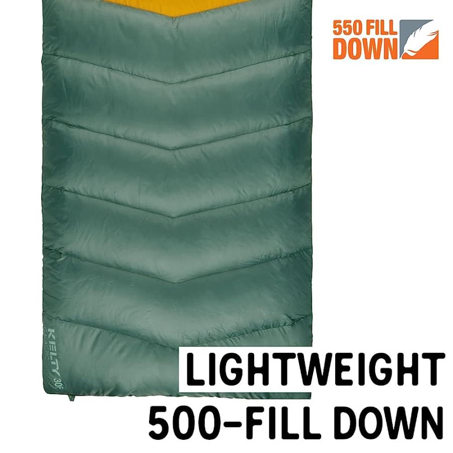 KELTY GALACTIC DOWN 30 DEGREE SLEEPING BAG, 550 FILL POWER RDS TRACKABLE DOWN, BACKPACKING AND CAMPING, ZIP TOGETHER FOR 2P SLEEPING BAG (DUCK GR | KELTY | 01