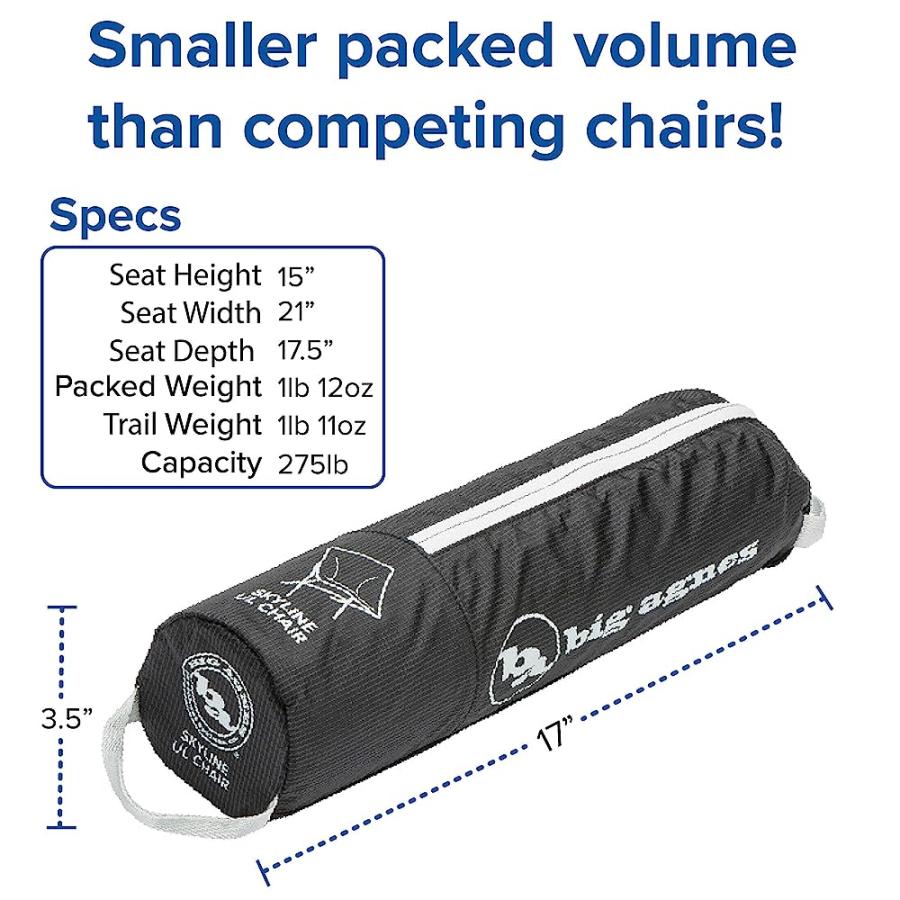 BIG AGNES SKYLINE UL ULTRALIGHT BACKPACKING FURNITURE, CHAIR (BLACK) | BIG AGNES | 04