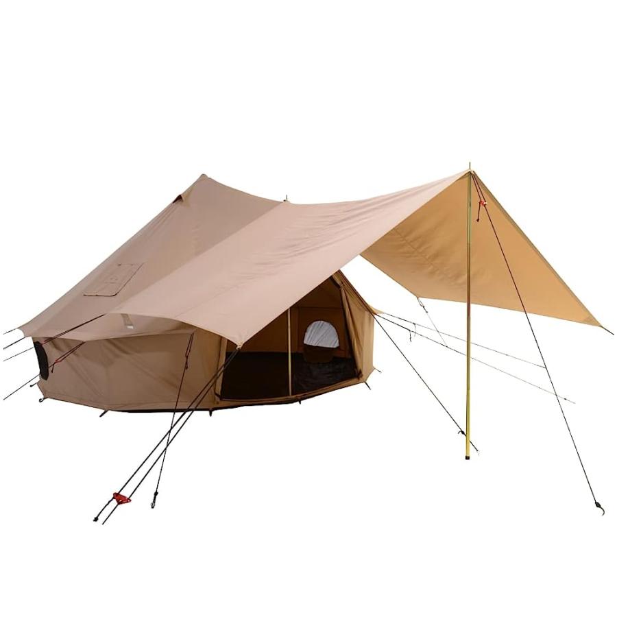 WHITEDUCK AWNING FOR CANVAS BELL TENT COMPLETE CANOPY WITH POLES FOR ALL SEASON CAMPING AND GLAMPING (BEIGE, 10') | WHITEDUCK